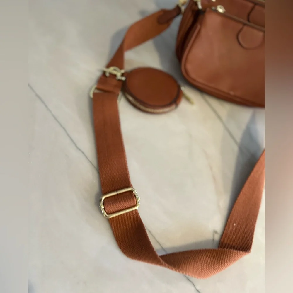 Small crossbody bag 3 in 1 attachable with coin purse and thick strap